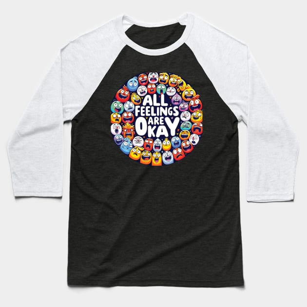Emotion Spectrum: It's Okay to Feel Baseball T-Shirt by Gold Turtle Lina